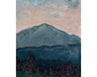 Serena puesta de sol sobre Pike's Peak, impresión Giclée firmada de pintura al óleo original de Glory Paulson