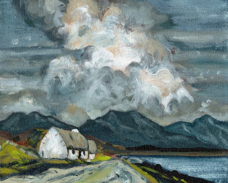 Connemara Irlanda, de Paul Henry, Impresión Giclée de Bellas Artes firmada de REPRODUCCIÓN Pintura al óleo de Glory Paulson, regalo de arte irlandés imagen 1