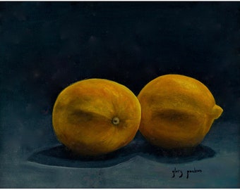 Classic Still Life Lemons, Signed Fine Art Giclée Print of Original Oil Painting by Glory Paulson
