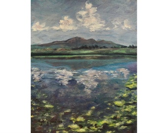 Pike's Peak Reflections, Impressionist Painting, Colorado, Signed Giclée Print of Original Oil Painting by Glory Paulson