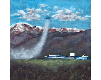 Air Force Academy Painting with Thunderbirds, "Sanctuary Pointe View," Signed Giclée Print of Oil Painting by Glory Paulson, USAFA Gift