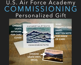 Commissioning Congrats for Air Force Academy Cadet, Personalized Card and Decal, Ships Quickly