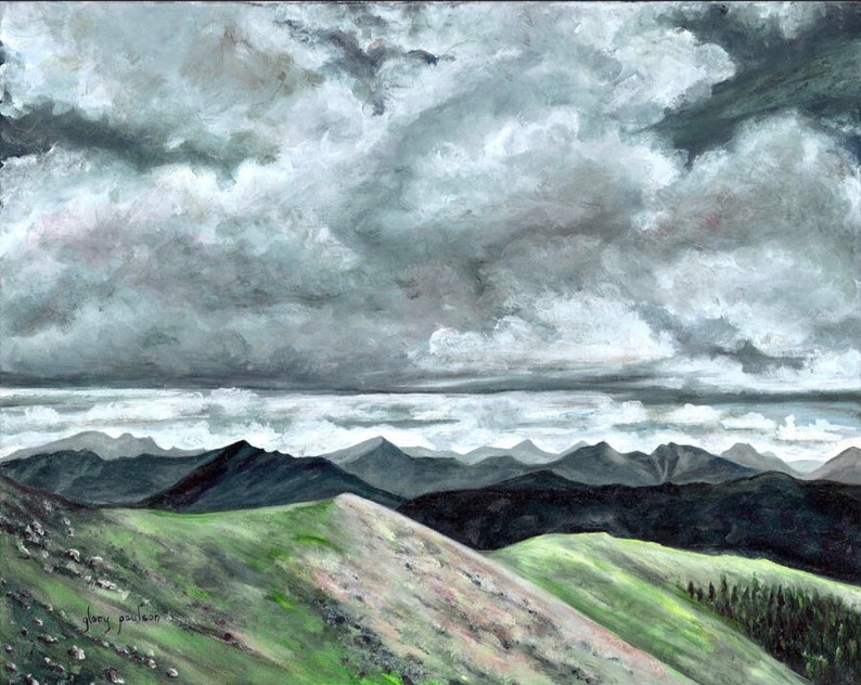 Afternoon Aria Above Tree Line Collegiate Peaks, Signed Giclée Print of Original Oil Painting by Glory Paulson image 1