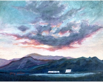 Pike's Peak and the Air Force Academy, Signed Giclée Print of Oil Painting by Glory Paulson