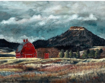 Red Barn Art, The Weather is Changing (Greenland, Larkspur, Colorado), Signed Giclée Print of Original Oil Painting by Glory Paulson