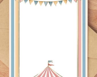 Pastel Carnival Birthday Invitation Template – 5x7 Blank PNG Invite, Editable Download for Canva, DIY Party Printable