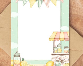 Pastel Lemonade Stand Blank Invitation | 5x7 Digital Download | Printable Summer Party Invite | DIY Editable Template | Instant Download