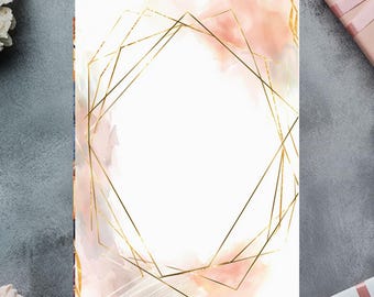 Minimalist Gold Geometric Wedding Invitation Background Template – DIY Printable Invite – Modern Elegant Frame – Digital Download