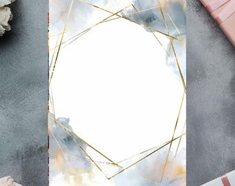 Minimalist Gold Geometric Wedding Invitation Background Template – DIY Printable Invite – Modern Elegant Frame – Digital Download