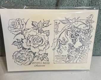 Hybrid Rose and Sweat Peas Garden Cling Stamps Card Making Scrapbooking