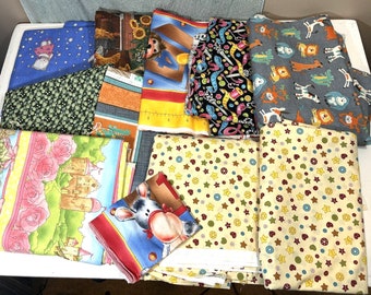Quilt Sewing Fabric Mix Lot Assorted Sizes and Colors Cotton/Cotton Blend 9lbs