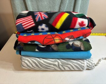 Soft Fuzzy Fleece Fabric Lot Soccer Sports Pandas Zebra Prints 5lbs 8+ Yards