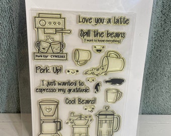 Your Next Stamp CYNS283 Perk Up Clear Coffee Theme Stamps Card Making Scrapbooking