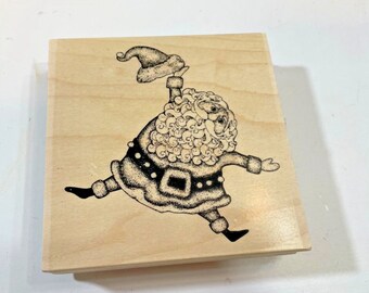 Impression Obsessions Jumping Santa Rubber Mounted Stamp