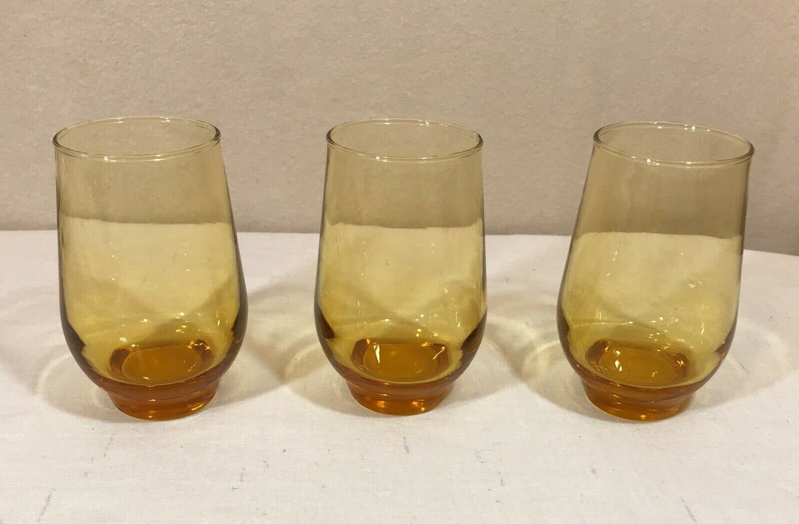 Set of 3 Light Amber Heavy Bottom Retro Drinking Glasses Etsy