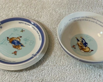 Frederick Warne Wedgwood 2001 Peter Rabbit Cereal Bowl and Plate Set