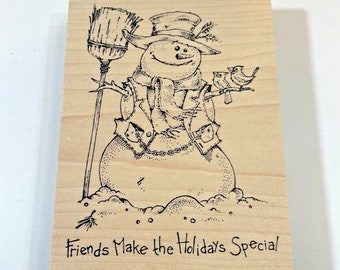 Inkadinkado Christmas Rubber Stamp Snowman Friends Make the Holiday Special