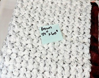 54 X 60” Soft Minky Plush Fabric Brown with White Swirls Sewing Crafts