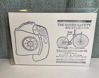 Vintage Telephone and Bicycle Rubber Cling Stamps Card Making Scrapbooking