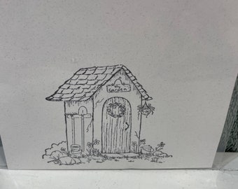 Small Garden Shed Cling Stamp Card Making Scrapbooking