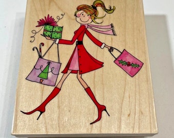 Favorite Time Rubber Stamp Christmas Penny Black Wood Mount 3908K 3.5 x 4"