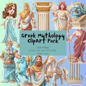 Mythical Creatures and Gods Clip Art Collection - 23 PNGs, Greek Mythology