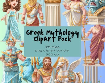 Mythical Creatures and Gods Clip Art Collection - 23 PNGs, Greek Mythology