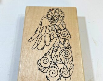 Stampendous Rubber Stamp P097 Angelica Praying Angel Wire Works Christmas