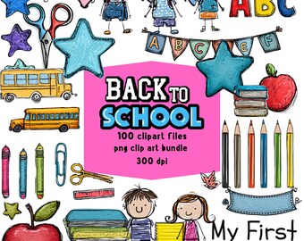 Vibrant Back to School Clipart Set with 100 PNG Doodles - Perfect for Teachers, Students, and Parents!