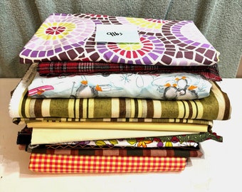 9lbs Fabric Lot Quilters Estate Stash Remnants Yards Scraps Plaids Patterns