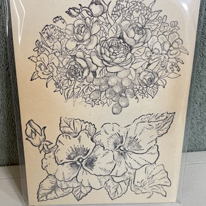 Spring Flowers Bouquet and Pansies Floral Cling Stamps Card Making Scrapbooking image 1