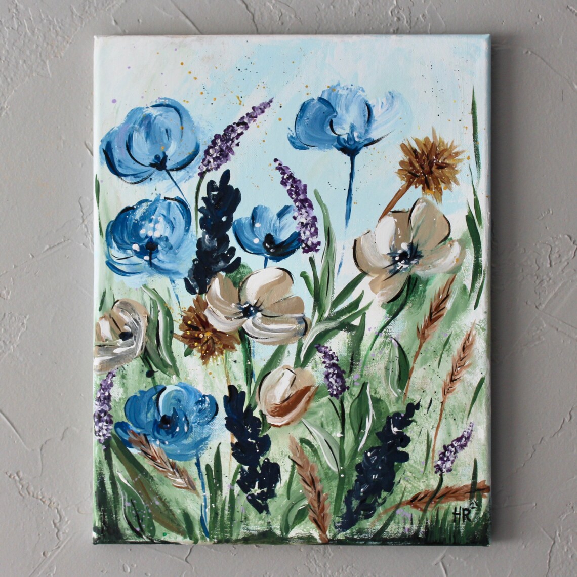 Blue Floral Art Print Etsy