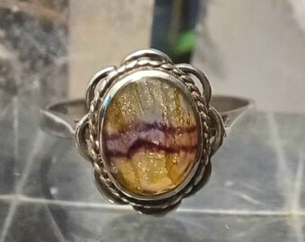 Bague Ancienne En Argent Massif Avec Pierres – Taille Intérieure 1,9 Cm – Vintage