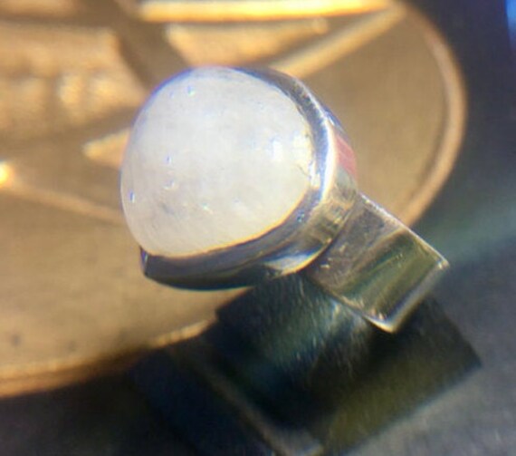 Vintage Statement Rainbow Moonstone Ring, Fat Tea… - image 5