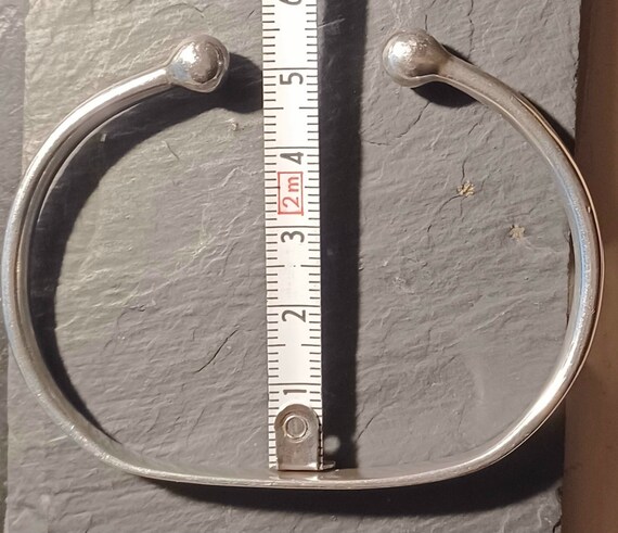 Vintage 925 Sterling Silver Solid Torque Bangle W… - image 7
