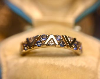 Bague Vintage Années 90 En Argent 925 Avec Améthyste Et Zircons - Taille UK 7, Fait Main
