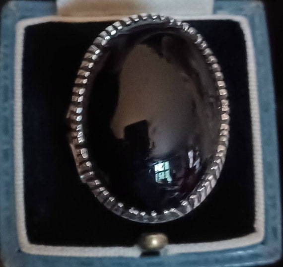 Vintage Silver 925, Black Onyx large Oval, Highly… - image 1