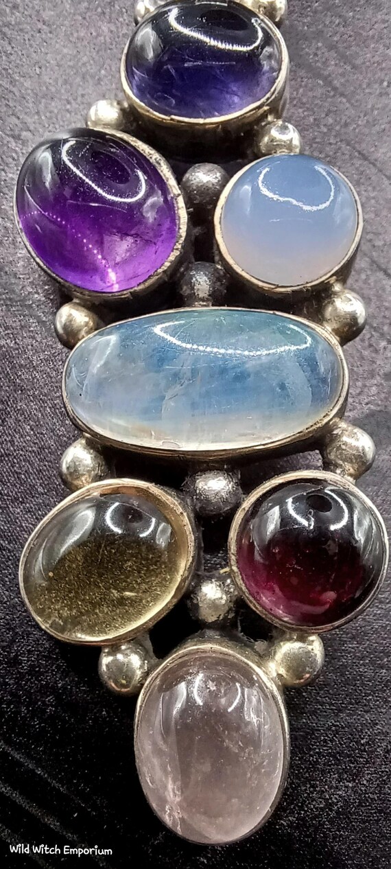 Vintage Hallmarked Silver Statement Crystal Penda… - image 5