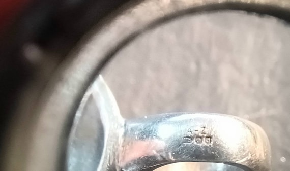 Rare Vintage Solid Silver Skull - Alien Pendant w… - image 9