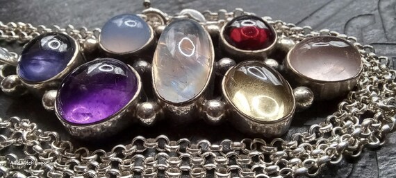 Vintage Hallmarked Silver Statement Crystal Penda… - image 2