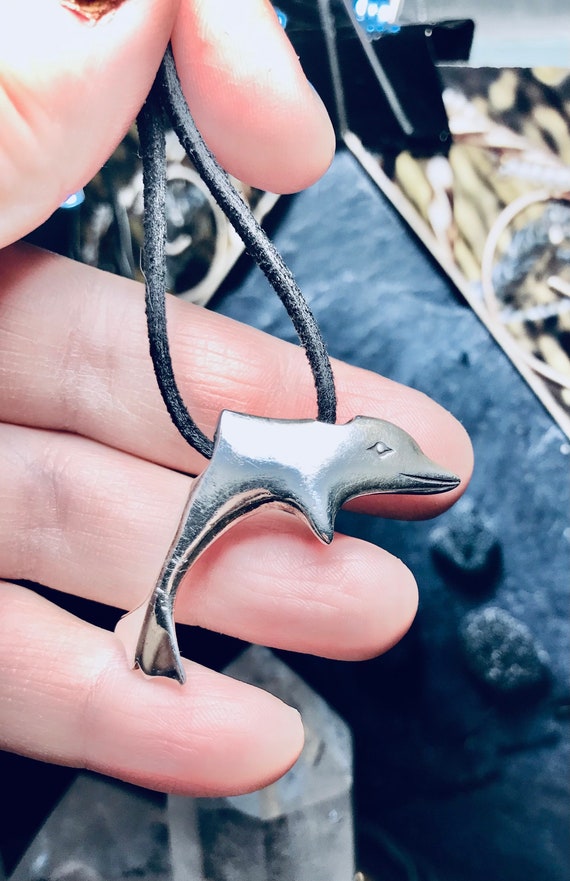 Vintage Hallmarked Solid Silver Dolphin Pendant, … - image 3