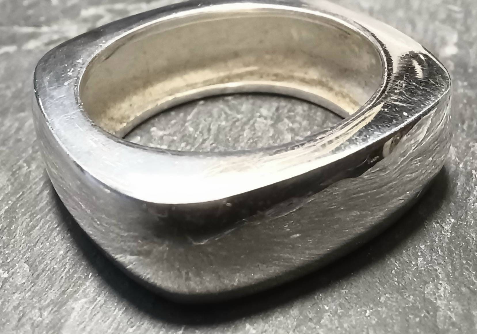 Vintage Sterling Silver Square Ring, Hallmarked Geometric Band, UK