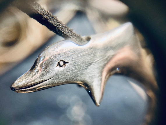 Vintage Hallmarked Solid Silver Dolphin Pendant, … - image 5