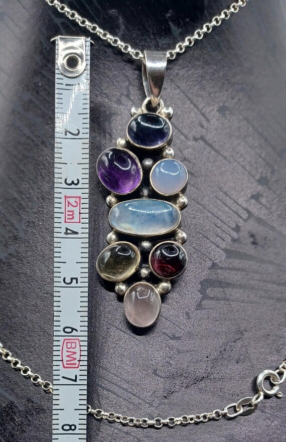 Vintage Hallmarked Silver Statement Crystal Penda… - image 8