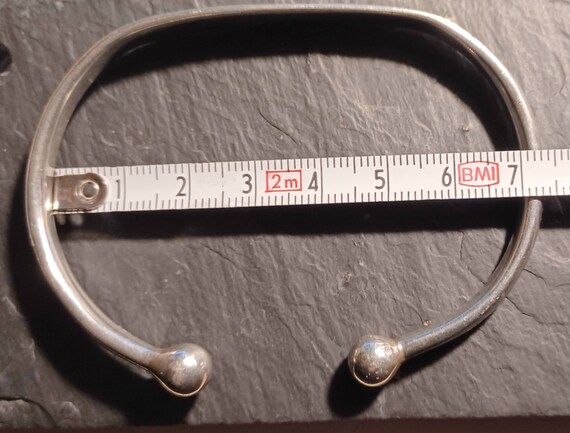 Vintage 925 Sterling Silver Solid Torque Bangle W… - image 6