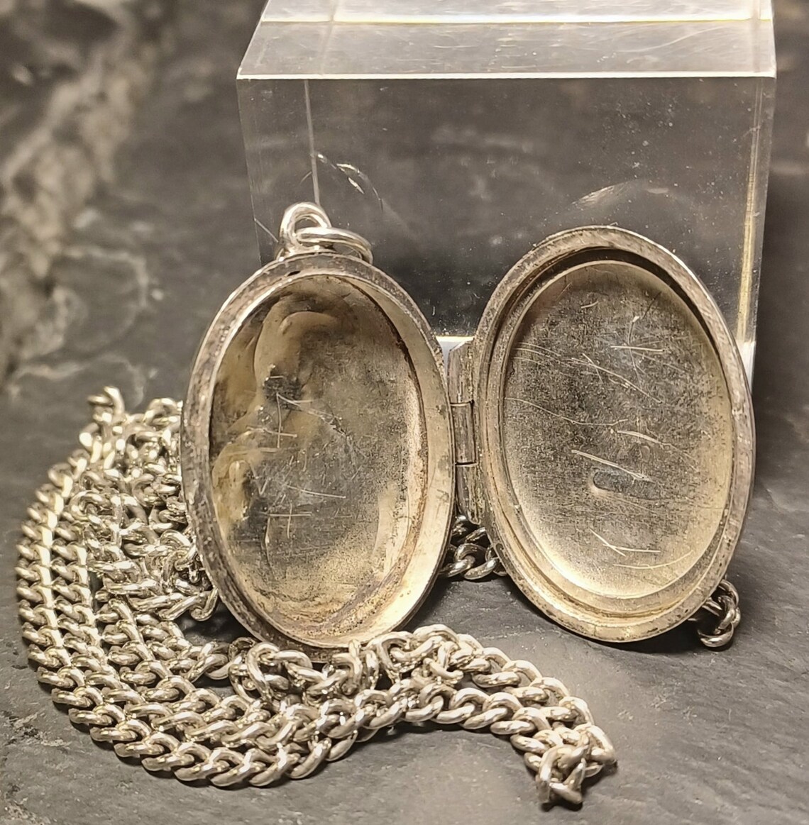 Locket Chain Plus Sign Vintage Sterling Silver Locket & Chain Unusual Chain. Etched Scrollwork ...