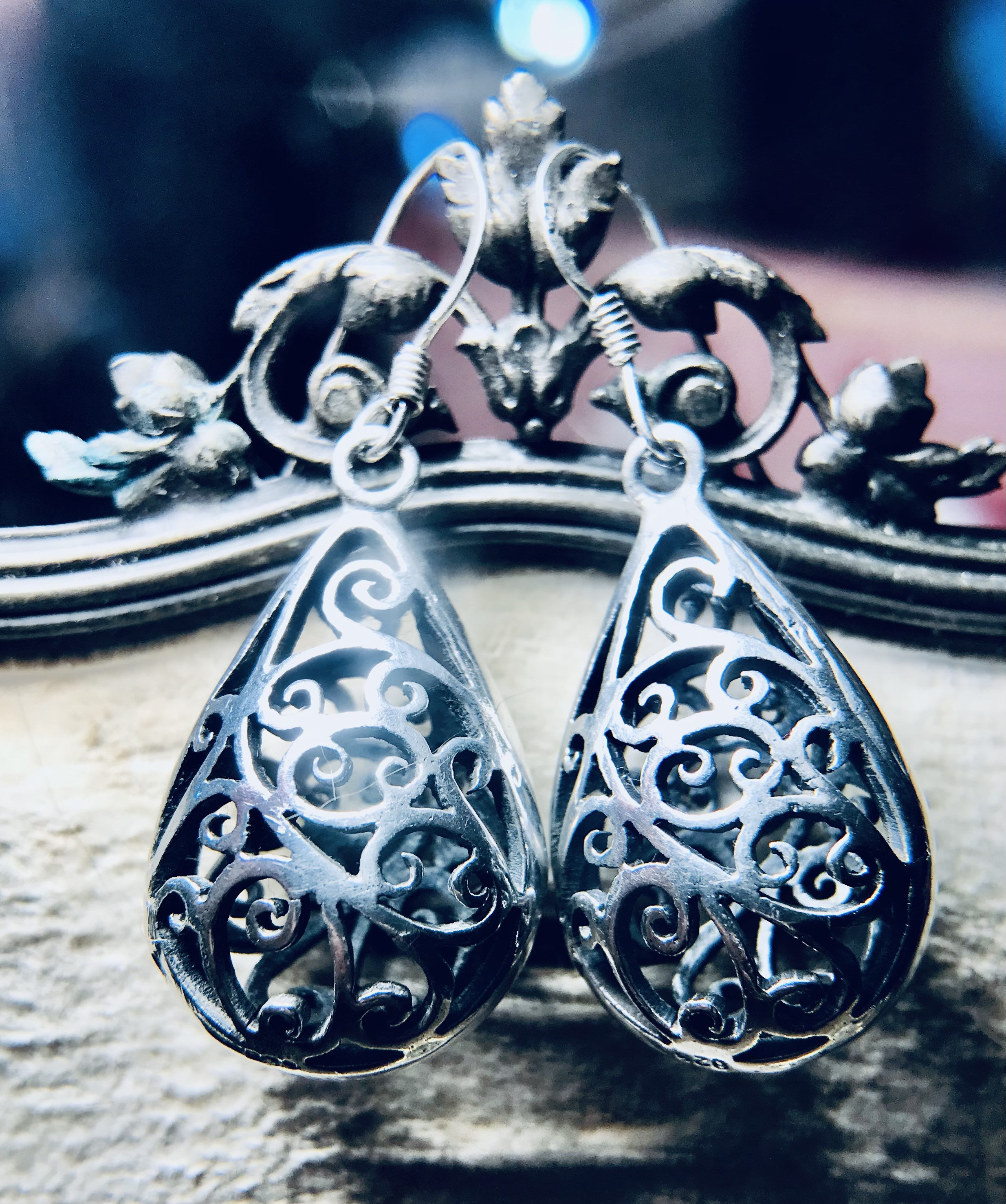 Vintage Silver 925 Filigree Drop Dangle 3D Earrings Etsy UK