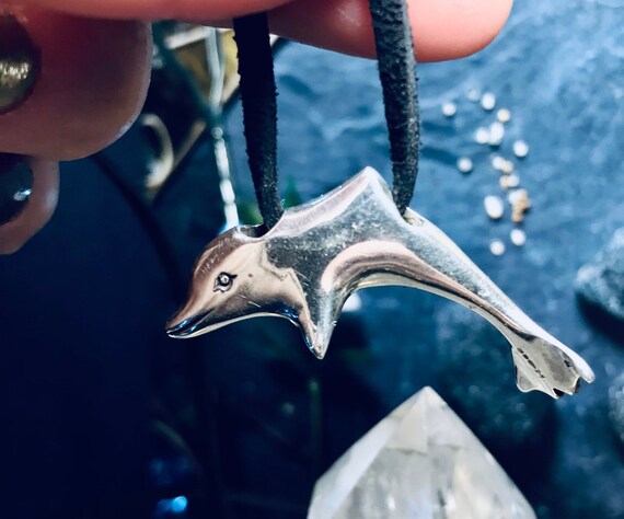 Vintage Hallmarked Solid Silver Dolphin Pendant, … - image 6
