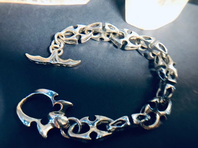 Vintage Heavy 37.3gm Hallmarked Silver Shark Bracelet