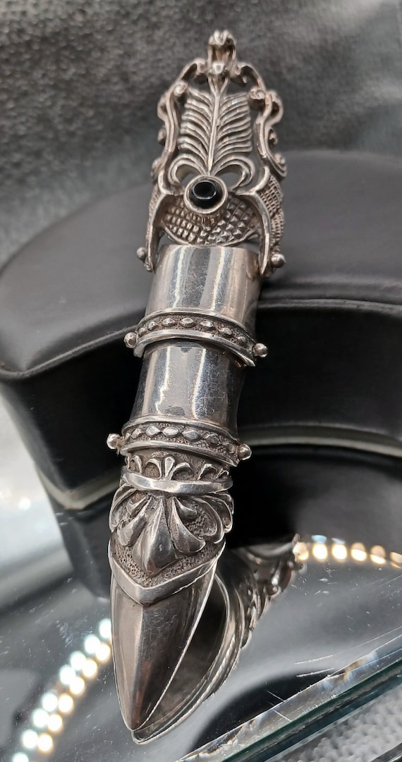 Vintage Scrolled Feathers Solid Silver, Fully Hal… - image 2